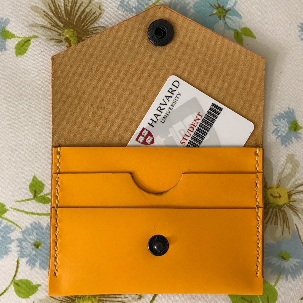 Handmade Genuine LeatherOrange Yellow Wallet Card Holder